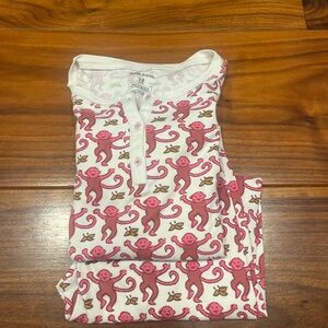 Kids size 12 Roller Rabbit pink monkey pajamas.